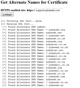 Alternate DNS Names in Certificates
