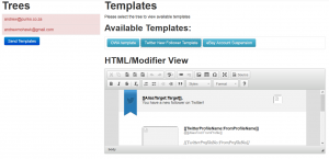 The templates available to this email address based on the context